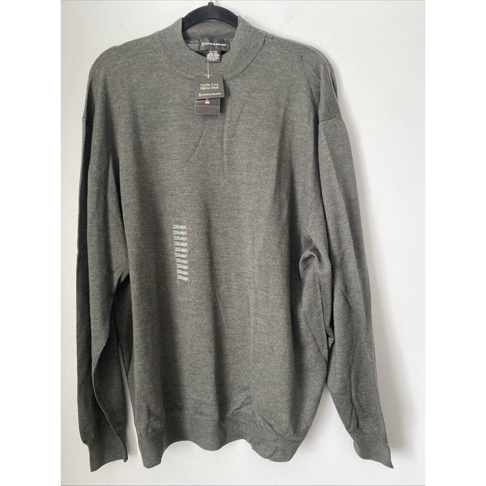 NWT Conte Di Milano Sweater XXL 100% Fine Merino Wool Mock Neck Long Sleeve Flaw